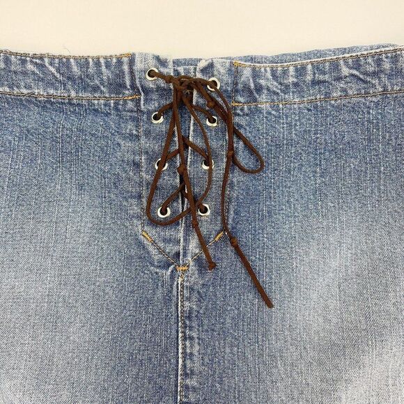 Women’s vintage Y2K Paris Blues Lace up jean mini skirt size 13 - Picture 5 of 8